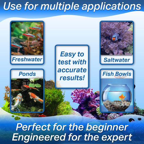 9 in 1 Aquarium Test Strips for Salt & Freshwater, Fish Tank Tester Kit for Iron, Copper, pH, Nitrate & More