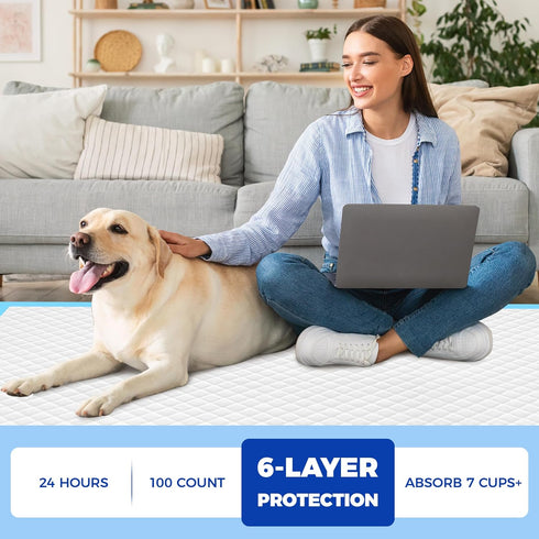 YOPETKI 28"x34" 100 Pack 100 Count Dog Pee Pads Extra Large - Super Absorbent XLarge Puppy Pads Leak-Proof Disposable