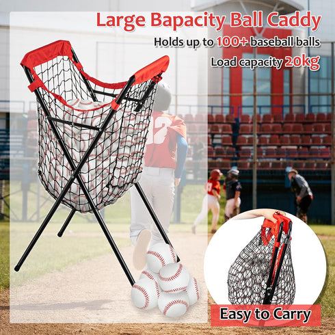 HOMEE Portable Baseball Caddy, Foldable for Over 100 Balls, Extra Large for Batting Pitching Practice