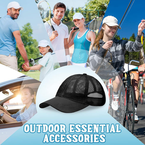 Jadive 6 Pcs Mesh Baseball Cap - Summer Breathable Trucker Hat for Men Women Adjustable Sports Running