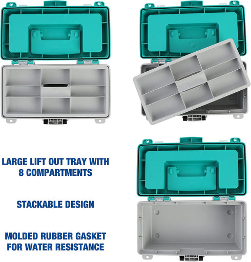 Sheffield 12671 13" Tackle Box, Fishing Gear Organizer with Flip-Up Lid and Lift-Out Tray
