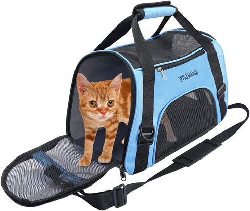 Airline Approved Cat Carrier, Soft-Sided Pet Travel Carrier for Cats, Dogs, Puppy Comfort Portable Foldable Bag
