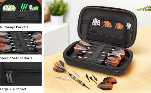 Sentinel EVA Foam Shell Dart Case, Holds 6 Darts and Extra Accessories, Compatible with Steel Tip Darts