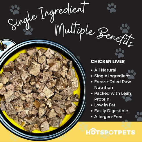 '-1LB Bag~300pcs hotspot pets Freeze Dried Chicken Liver Treats for Cats & Dogs Big -Made in USA- Single Ingredient All