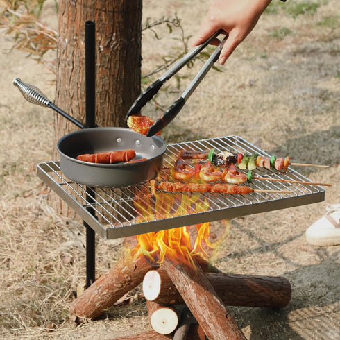 REDCAMP Heavy Duty Swivel Campfire Grill Grate, Stainless Steel Over Fire Grill with Carrying Bag for Cooking