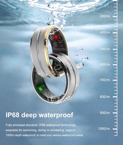 Fitness Waterproof Smart Rings for Men & Women, Health Ring for Pedometer, Heart Rate and Sleep Tracking, iOS & Android