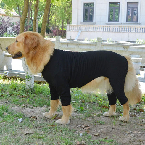 Lovelonglong Black Dog Pajamas, Lightweight Cotton Jumpsuits, 4 Legs Onesies for Large Medium Small Dogs