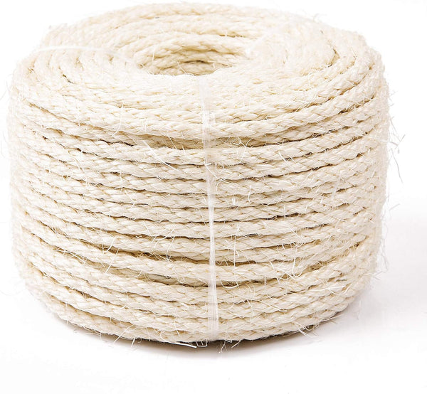 Yangbaga Sisal Rope for Cats 164FT, Odor Free Hemp Rope for Scratching Post Replacement with Play Ball