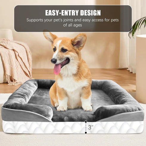 Spotted Play Orthopedic Dog Bed with Sides - Dog Sofa Beds for Medium Dogs, Supportive Foam Pet Couch Bed with Washable