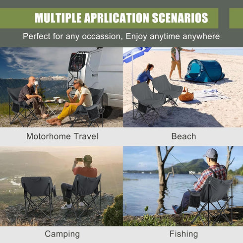 600D (2, Joyfair Outdoor Camping Chair for Adult, Large Portable Folding Moon Chairs with Carry Bag for Patio Beach