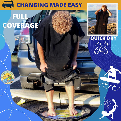 Long Beach Surf Company Long Beach SURF CO Surf Poncho | Wetsuit Changing Towel Hoodie with Pocket | Quick Dry Hooded
