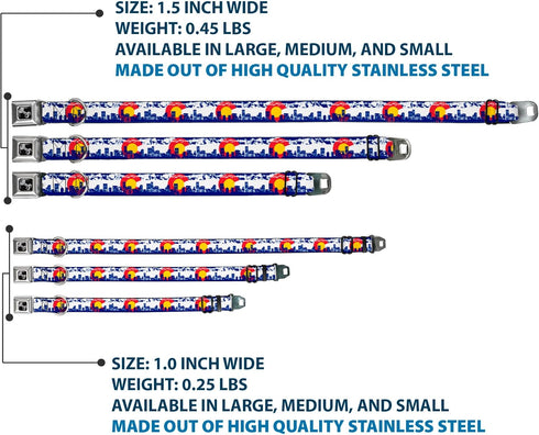 Buckle-Down 13-18" Colorado Skyline/Mountains Dog Collar, Wide Small Bone