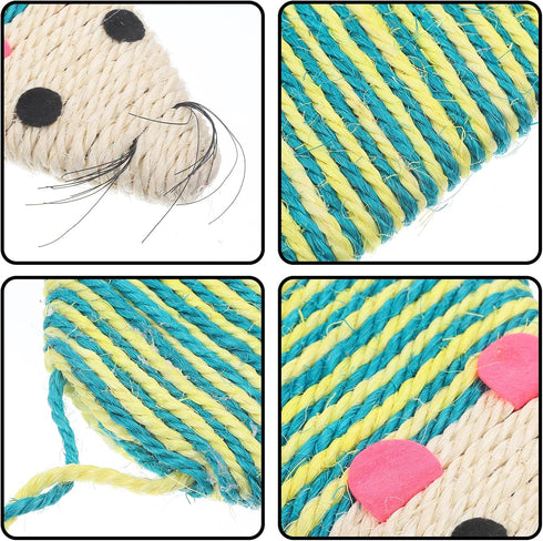 POPETPOP Mouse Shape Cat Scratcher Board, Double-Sided Sisal Mat for Indoor Cats, 12.99x7.48x0.98 inch (Random Color)