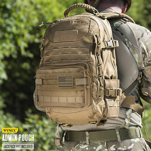 WYNEX Tactical Large Admin Pouch, Double Layer Design, Molle EDC Utility Pouch with Map Sleeve, Flag Patch Included