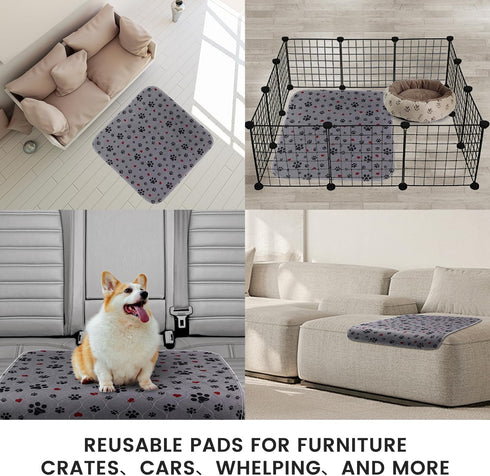 Dogs,4 Pack 24"x24" 100% Washable Pee Pads for Extra Large Super Absorbent Reusable Puppy Pads,Non-Slip Waterproof Dog