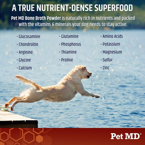 Pet MD Bone Broth for Dogs, Dog Food Toppers with Vitamins and Natural Joint Support - 4 oz