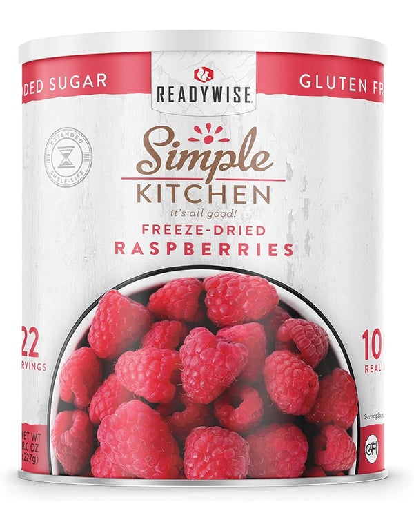 READYWISE - Simple Kitchen Freeze Dried Raspberries, 22 Servings, Vegan, Gluten Free,