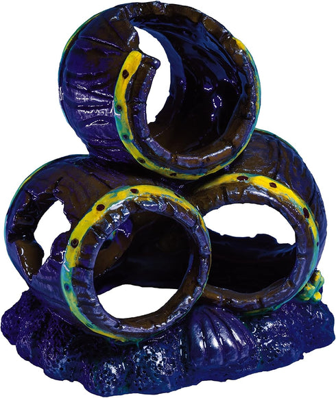 GloFish Barrels Ornament for Aquarium, Large, Blue/Brown