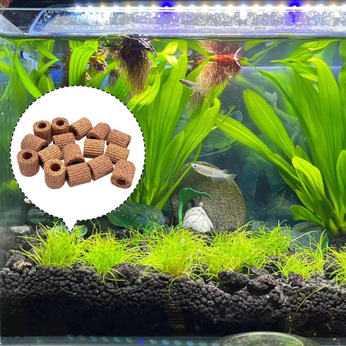 Rainmae 16 Pcs Aquatic Water Plant Fixed Rings, Ceramic Plant Pot for Water Plants Cultivation, Fish Tank Accessories
