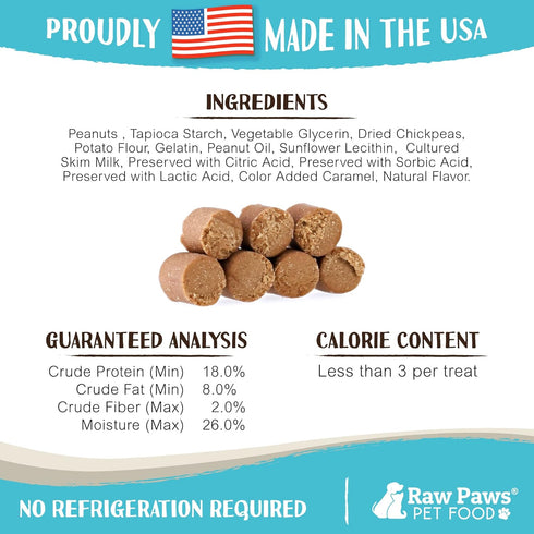 Grain-Free Soft Training Treats for Dogs - Peanut Butter Recipe, 6 oz by Raw Paws