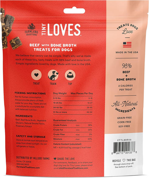 Farmland 5 oz.) Traditions Tiny Loves Jerky Trainer Treats for Dogs w/Bone Broth (Beef