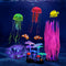 Lpraer 5 Pack Glow Aquarium Decorations, Kelp Coral Mushroom Jellyfish Simulation Plants for Fish Tank