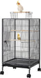 36-Inch Deluxe Wrought Iron Bird Flight Cage with Rolling Stand for Parrots, Conure, Lovebird, Cockatiel