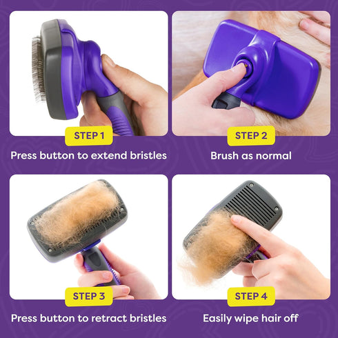 Hertzko Slicker Brush & Pet Hair Remover - Self Cleaning Deshedding Brush for Pets, Cat & Dog Hair Remover for Clothes