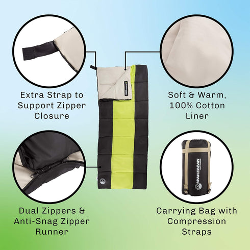 Kids Sleeping Bag Collection, Lightweight with Carrying Bag and Compression Straps for Camping