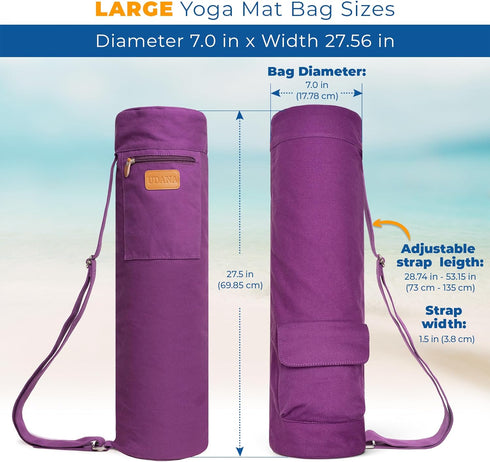 UDANA Large Yoga Mat Bag for Women & Men with Three Storage Pockets, Adjustable Shoulder Strap, Great for Gym & Travel