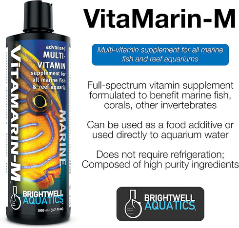 Brightwell Aquatics Vitamarin M - 500-ML Liquid Multivitamin Supplement for Marine Fish Aquariums