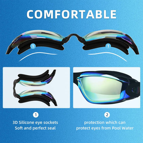 Swim Goggles, 2 Pack Anti Fog Swimming Goggles No Leaking for Adult Women Men Youth