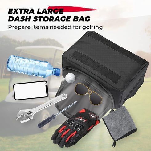 KEMIMOTO Golf Cart Dash Storage Bag - Compatible with Club Car Precedent, Waterproof, No Drilling