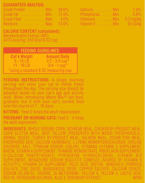 Meow Mix Original Choice Dry Cat Food, Complete & Balanced Nutrition, 3.15 Pound (Pack of 4)