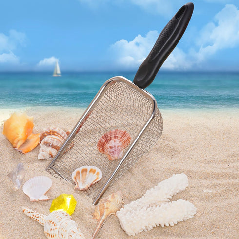 SUMERSHA Beach Mesh Shovel, Sand Sifter Shell Collecting Tools Sand Scooper for Picking Up Shells, Cat Litter Scoop