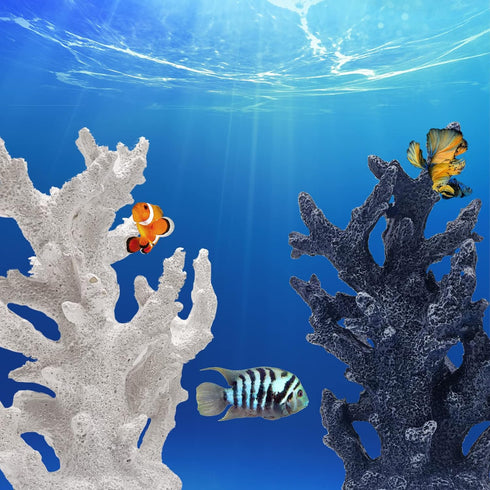 PINVNBY Artificial Coral Ornament Aquarium Sea Plants Decoration Underwater Craft Resin Fish Tank Landscape (BLUE) by PINVNBY