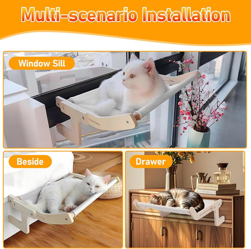 Hammock Hammock Cat Window Perch, Sturdy Cats Sill Window with Wood and Metal Frame, Windows Seat for Windowsill