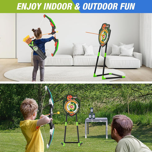 2 Pack Set 24 1 6 2 4-8 HYES Bow and Arrow for Kids, LED Light Up Archery with Suction Cup Arrows, Standing Target