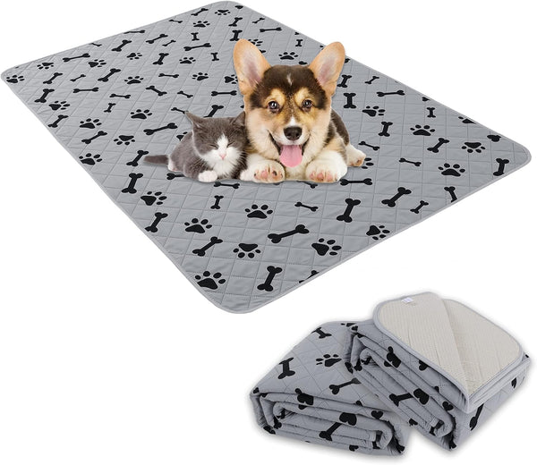 Dog Crate Pee Pads - Washable Non-Slip Puppy Pads for Small Dogs, Water Absorb Training Pads (2030 gray)