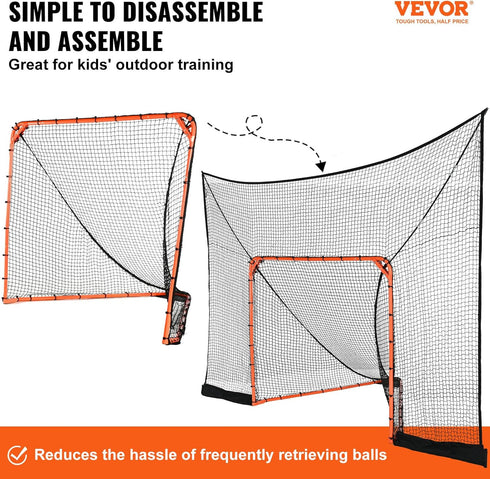 VEVOR Portable Lacrosse Goal with Carry Bag, Hockey Net Backstop for Youth and Adults