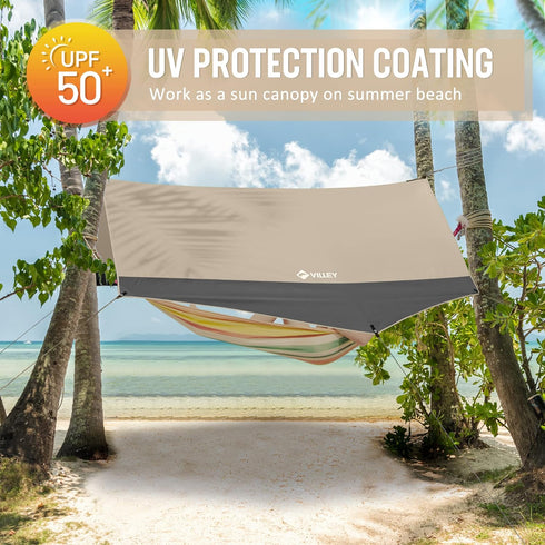 VILLEY Camping Tarps for Tents, Portable Waterproof Hammock Rain Fly, Easy Set Up Canopy for Outdoor Activities