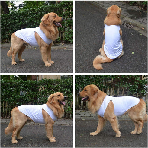 2018 Pet Clothes Dog Clothing - Classic Blank T-shirt Tanks Top Vests for Small, Medium, Large Dogs (XXXL, White)
