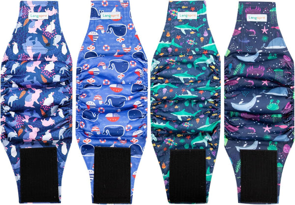 Male Dogs Diapers Belly Bands(4Pack), Washable Reusable Male Boy Doggy Wraps Panties