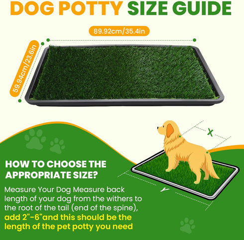 4-Layer 35.4"x23.6") FURWAY Dog Grass Pad with Tray Artificial Grass Puppy Pee Pad for Dogs, Reusable Training Potty