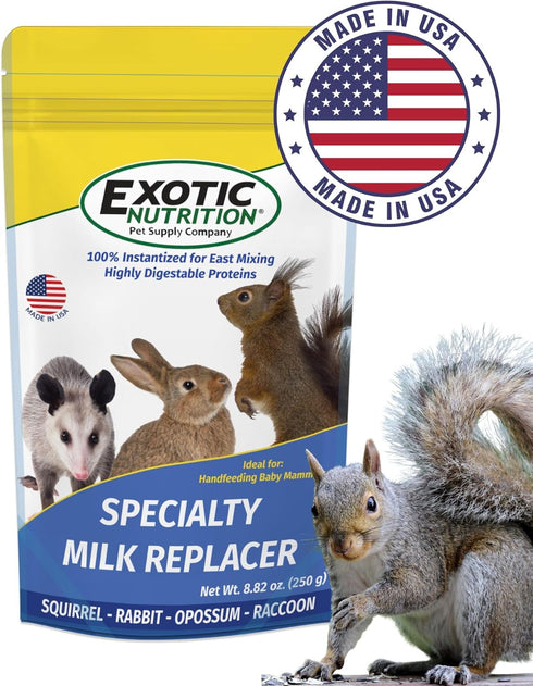 100% 8.8oz 8.8 oz.) Milk Replacer - Healthy Powdered Formula Ideal for Baby Squirrels, Rabbits, Opossums, Raccoons |