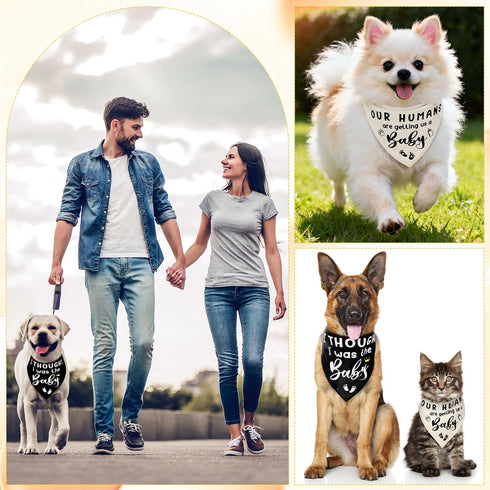 2 Pack Pregnancy Announcement Dog Bandanas, Gender Reveal Pet Scarf Cute Adjustable Reversible Triangle Bandana
