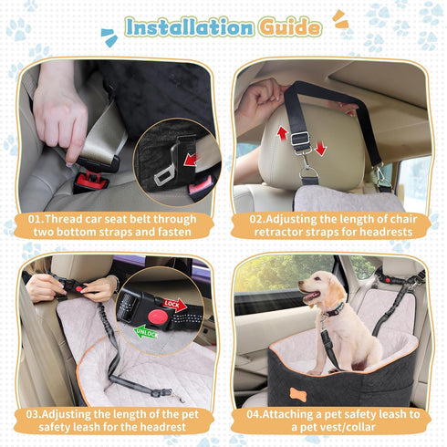 35lbs COCASES Dog Car Seats for Small Medium Dogs, Dog Booster Car Seat, Detachable and Washable Carseat Pet Bed