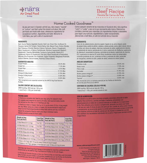 3 lb Caf Nara - Beef Air-Dried Food for Dogs - Complete Meal, Food Topper or Treat - Minimally Processed & Highly