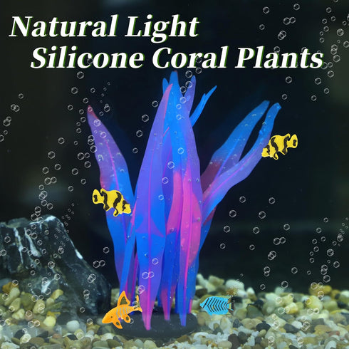 Aquarium Glowing Kelp Plant, Soft Silicone Fluorescence Coral Decor, 2pcs