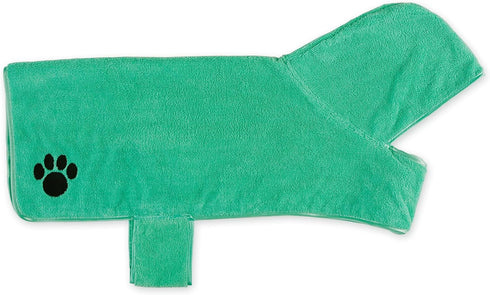 Bone Dry Pet Robe Collection - Embroidered Microfiber Bath Robe with Adjustable Closure for Dogs & Cats, Large, Aqua